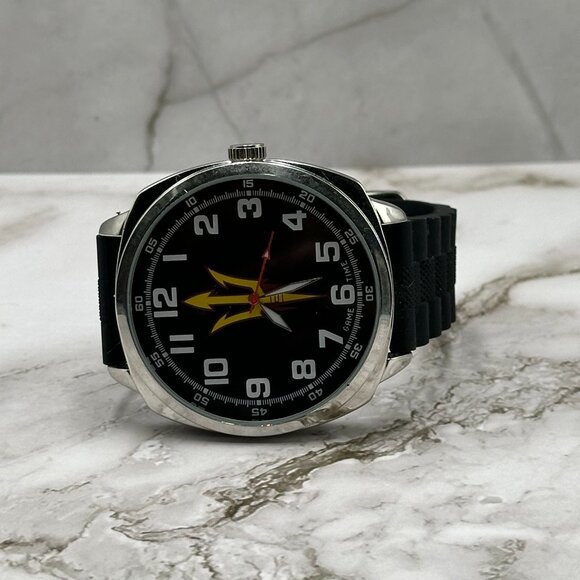 Game Time Arizona State Sun Devils Watch Men Silver Tone Black 50MM Large Dial - Picture 6 of 12